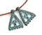 2pc Pyramid Eye triangle charm, Green Patina on copper