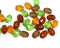 8x6mm Woodland colors czech glass beads mix, oval fire polished beads - 30Pc