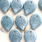 18mm Blue Large leaf beads, Lustered czech glass leaves, top drilled - 10Pc