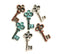 6pc Green patina copper Small Skeleton key charms