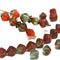 6mm Green Red bicone Czech glass beads, mixed color - 30Pc