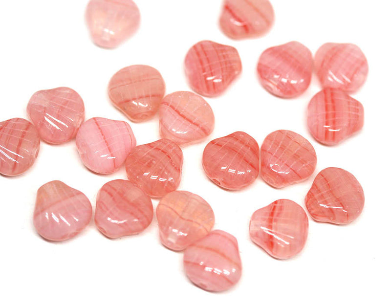 9mm Pink shell Czech glass beads, 15pc