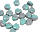 20Pc Green Purple Shell beads, Czech glass green seashell - 9mm