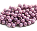 4mm Purple Pink czech glass round spacer druk beads - approx.70Pc
