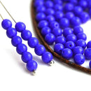 4mm Dark Blue Czech glass beads, round druk spacers - approx.80Pc