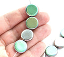 15mm Coin Czech Silver beads with mirror finish, round tablet beads - 10Pc