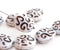 17mm White Oval beads Czech glass beads with brown ornament - 8Pc