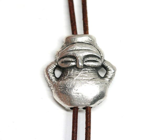 Antique silver Two hole bead primitive goddess Neolithic Idol figure