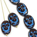 15x10mm Brown Blue Glass Skull beads Halloween decor Czech glass beads - 4Pc