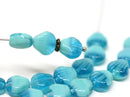 20pc Blue glass shell beads Mixed Sea Blue czech beads 9mm