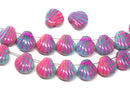 20pc Pink czech glass shell beads Side drilled  - 9mm