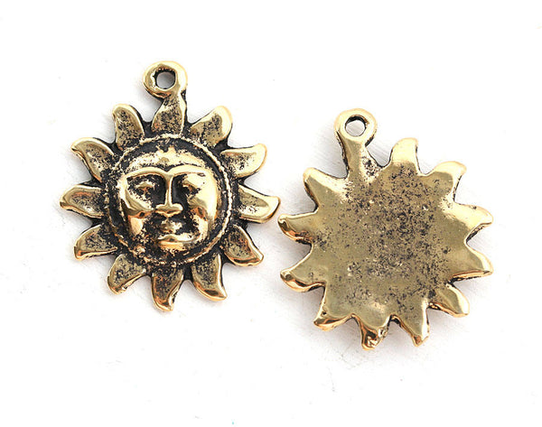 Antique gold celestial sun pendant