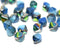 6mm Blue bicone beads AB luster Czech glass beads Metallic beads - 30Pc