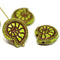 2pc Yellow Green Czech glass Snail beads, Nautilus