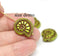 2pc Yellow Green Czech glass Snail beads, Nautilus