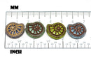 4pc Black gold Czech glass Snail beads, Nautilus Fossil spiral