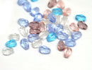 40pc Baby colors teardrop beads mix, Blue, Purple, Lilac glass pear beads - 7x5mm