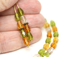 40pc Woodland colors teardrop beads mix, Brown Topaz, Olive green - 7x5mm