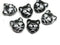 8pc Black glass Cat beads mix, Black Silver czech glass beads