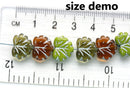 11x13mm Light Yellow glass leaf beads Silver inlays Maple leaves - 10pc