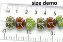 11x13mm Yellow green glass leaf beads Maple leaves Green inlays czech beads - 10pc