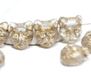 8pc Golden Cat beads Crystal Clear czech glass
