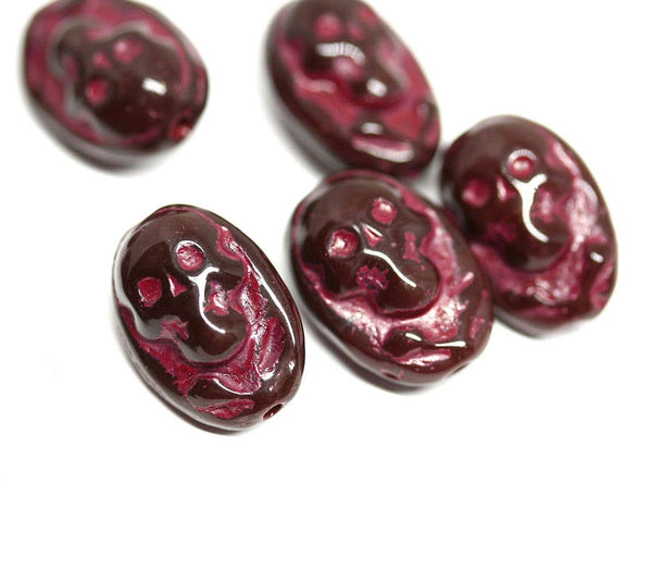 15x10mm Brown Glass Skull beads Halloween decor Czech glass beads - 4Pc