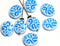 17mm White and Blue ornament Large Oval Czech glass beads - 8Pc
