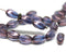 9x6mm Blue Purple twisted oval glass beads, czech glass barrel beads, 30Pc