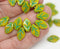 12x7mm Yellow leaf beads, Yellow Green glass leaves - 50Pc