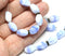 11x7mm White Blue oval Mixed color czech glass barrel beads - 20Pc