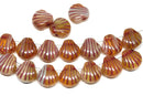 20pc Yellow Brown glass shell beads Amber Topaz Side drilled - 9mm