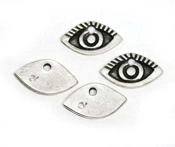 4pc Antique silver Evil Eye charms
