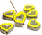 14mm Yellow Heart beads Metallic luster czech glass beads - 6Pc