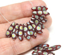 15pc Matte Red dagger czech glass beads Christmas jewelry - 5x16mm