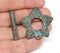 1 set Large copper Toggle clasp Green Patina 35mm