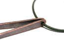 70mm Long spiral Antique copper hammered pendant 2Pc