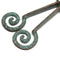 55mm Green Patina Spiral charms long hammered beads - 2Pc
