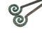 70mm Green patina long copper spiral hammered pendants 2pc