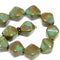 10mm Turquoise green bicone beads Picasso czech glass - 10pc