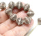 11mm White Brown striped czech glass large bicone beads, 10pc