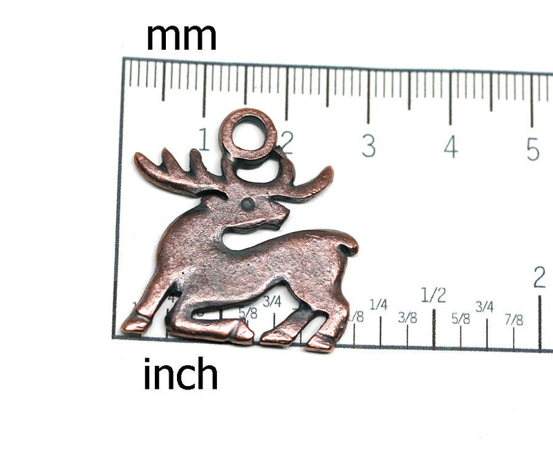 Large Deer pendant bead Antique copper