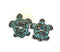 2pc Green patina Turtle charms with hole