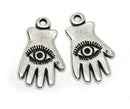 2pc  Antique silver Hand with Eye charms