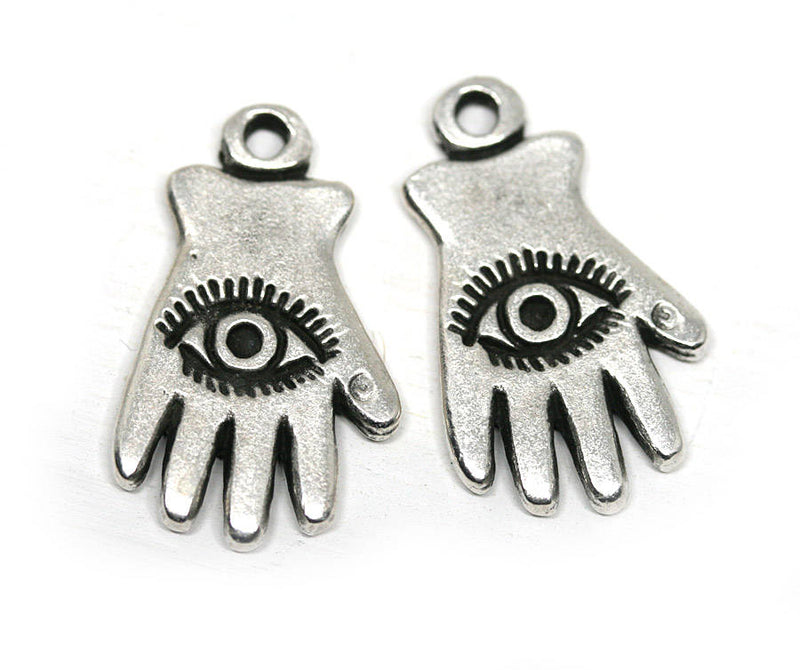 2pc  Antique silver Hand with Eye charms