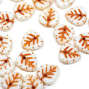 9mm White Orange leaf beads, Heart shaped triangle leaf - 30pc