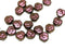 9mm Brown Pink flower czech glass bead - 20Pc