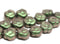 9mm Metallic green czech glass flower three petal daisy bead - 20Pc