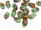 11x7mm Picasso czech glass Rustic Green Brown oval Mixed color twist barrel beads - 20Pc