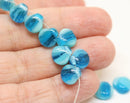 20pc Blue glass shell beads Side drilled seashell czech glass - 9mm